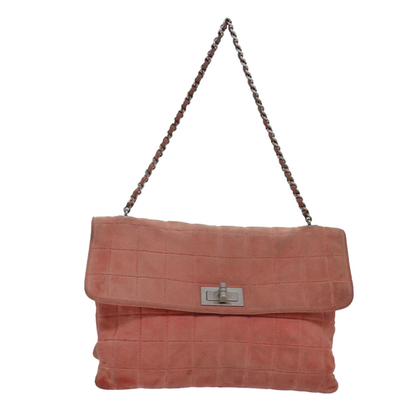 CHANEL Choco Bar Chain Hand Bag Suede Orange CC Auth bs16570 - Picture 2 of 16